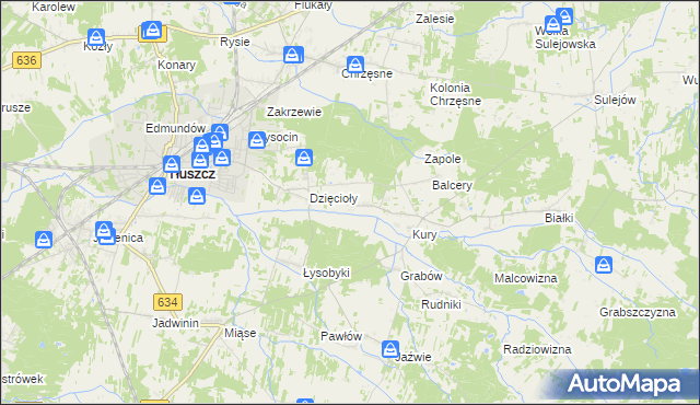 mapa Stryjki gmina Tłuszcz, Stryjki gmina Tłuszcz na mapie Targeo
