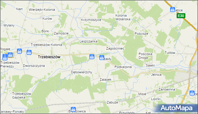 mapa Strzakły, Strzakły na mapie Targeo
