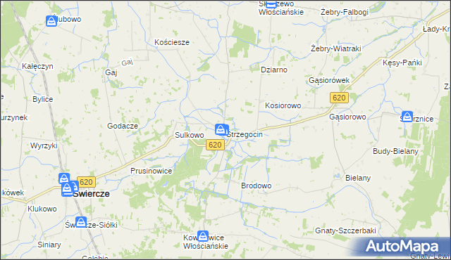 mapa Strzegocin gmina Świercze, Strzegocin gmina Świercze na mapie Targeo