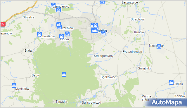 mapa Strzegomiany, Strzegomiany na mapie Targeo