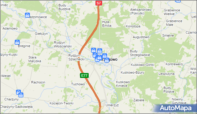 mapa Strzegowo powiat mławski, Strzegowo powiat mławski na mapie Targeo