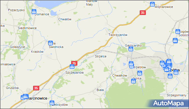 mapa Strzelce gmina Marcinowice, Strzelce gmina Marcinowice na mapie Targeo