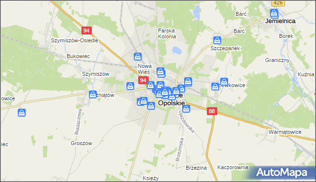 mapa Strzelce Opolskie, Strzelce Opolskie na mapie Targeo