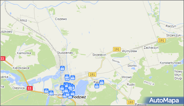 mapa Strzelęcin, Strzelęcin na mapie Targeo