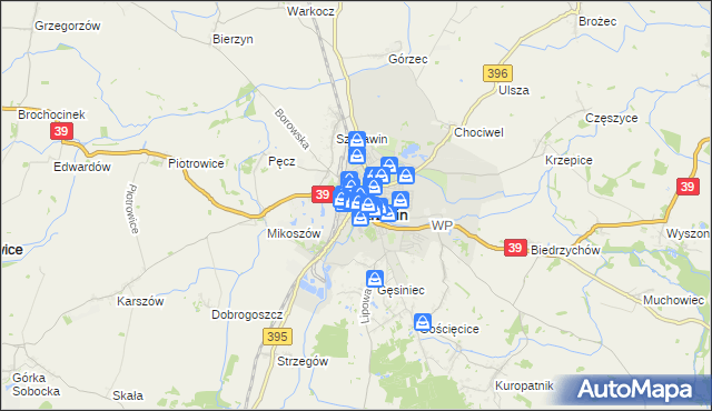 mapa Strzelin, Strzelin na mapie Targeo