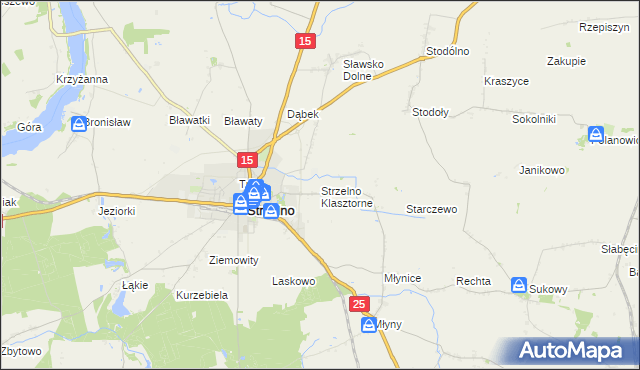 mapa Strzelno Klasztorne, Strzelno Klasztorne na mapie Targeo