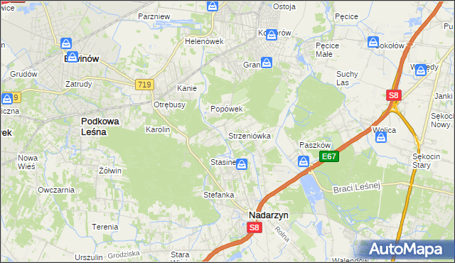 mapa Strzeniówka, Strzeniówka na mapie Targeo