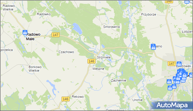 mapa Strzmiele, Strzmiele na mapie Targeo