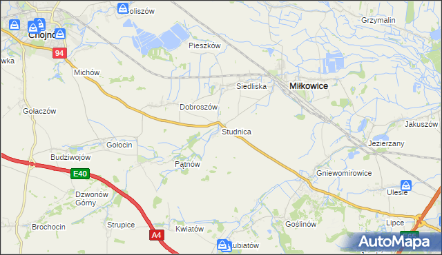mapa Studnica gmina Miłkowice, Studnica gmina Miłkowice na mapie Targeo