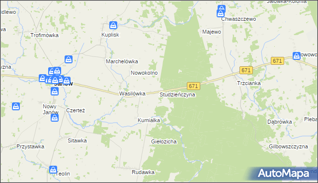mapa Studzieńczyna, Studzieńczyna na mapie Targeo