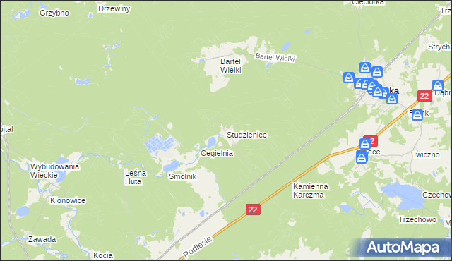 mapa Studzienice gmina Kaliska, Studzienice gmina Kaliska na mapie Targeo