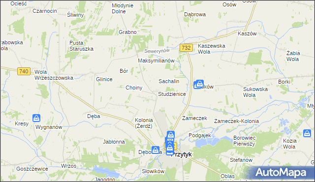 mapa Studzienice gmina Przytyk, Studzienice gmina Przytyk na mapie Targeo