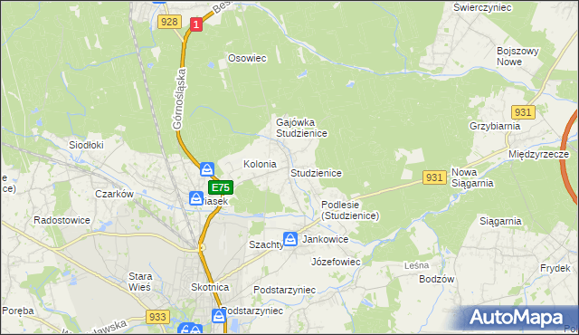 mapa Studzienice gmina Pszczyna, Studzienice gmina Pszczyna na mapie Targeo