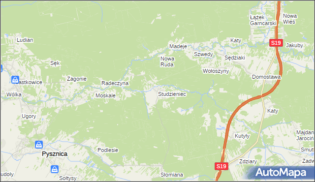 mapa Studzieniec gmina Pysznica, Studzieniec gmina Pysznica na mapie Targeo