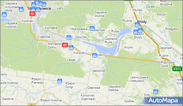 mapa Styków gmina Brody, Styków gmina Brody na mapie Targeo