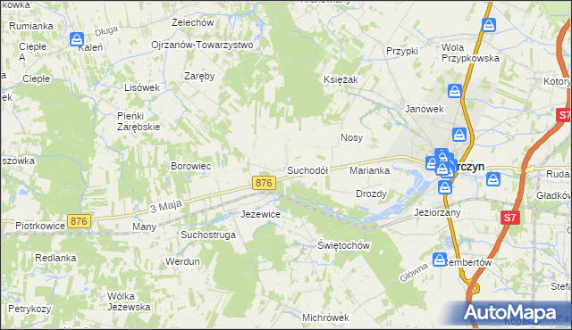 mapa Suchodół gmina Tarczyn, Suchodół gmina Tarczyn na mapie Targeo