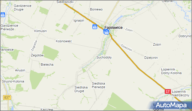 mapa Suchodoły gmina Fajsławice, Suchodoły gmina Fajsławice na mapie Targeo