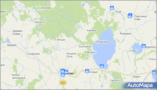 mapa Suchodoły gmina Srokowo, Suchodoły gmina Srokowo na mapie Targeo