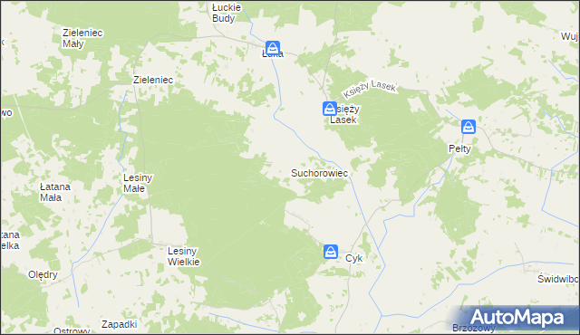 mapa Suchorowiec, Suchorowiec na mapie Targeo