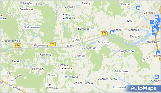 mapa Suchostruga, Suchostruga na mapie Targeo