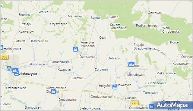 mapa Sudół gmina Działoszyce, Sudół gmina Działoszyce na mapie Targeo