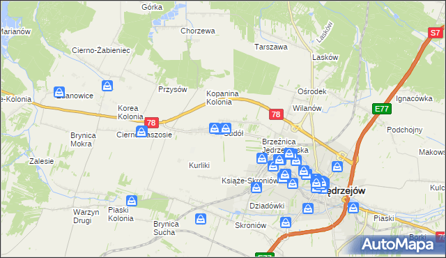 mapa Sudół gmina Jędrzejów, Sudół gmina Jędrzejów na mapie Targeo