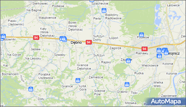 mapa Sufczyn gmina Dębno, Sufczyn gmina Dębno na mapie Targeo