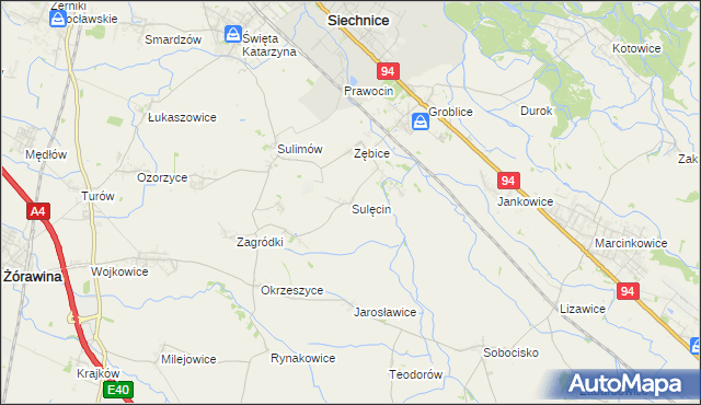mapa Sulęcin gmina Siechnice, Sulęcin gmina Siechnice na mapie Targeo