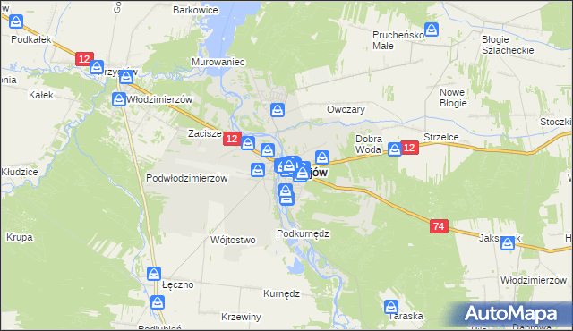 mapa Sulejów powiat piotrkowski, Sulejów powiat piotrkowski na mapie Targeo