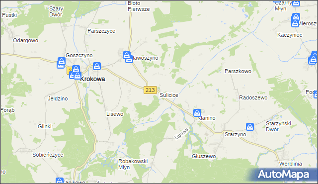 mapa Sulicice, Sulicice na mapie Targeo