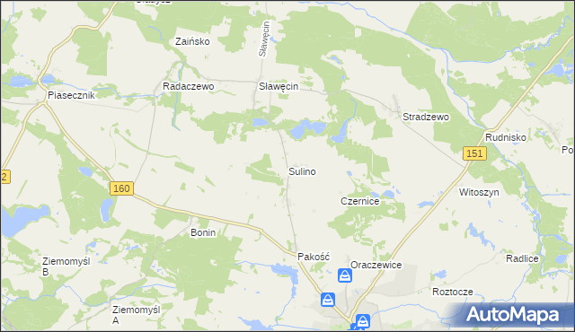 mapa Sulino gmina Choszczno, Sulino gmina Choszczno na mapie Targeo