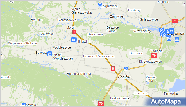 mapa Suliszów gmina Łoniów, Suliszów gmina Łoniów na mapie Targeo