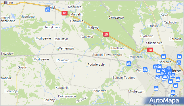 mapa Sułocin-Towarzystwo, Sułocin-Towarzystwo na mapie Targeo