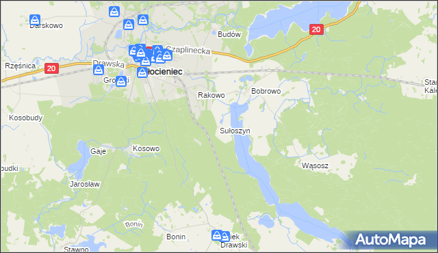 mapa Sułoszyn gmina Złocieniec, Sułoszyn gmina Złocieniec na mapie Targeo