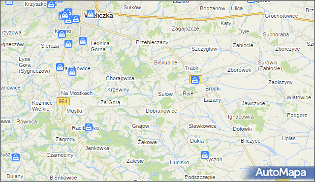 mapa Sułów gmina Biskupice, Sułów gmina Biskupice na mapie Targeo