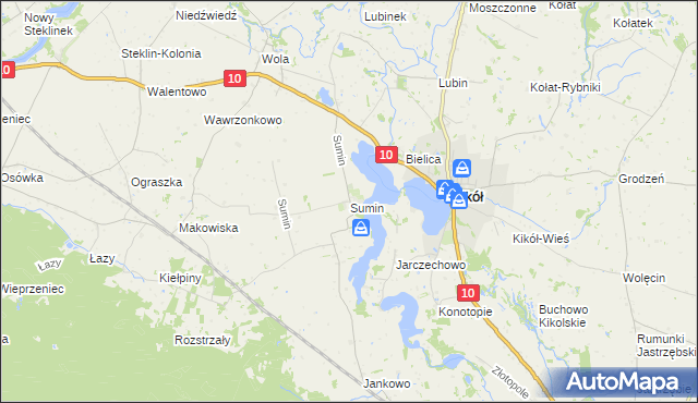 mapa Sumin gmina Kikół, Sumin gmina Kikół na mapie Targeo