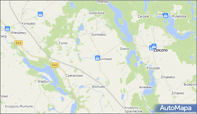 mapa Sumowo gmina Zbiczno, Sumowo gmina Zbiczno na mapie Targeo