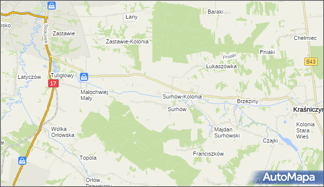 mapa Surhów-Kolonia, Surhów-Kolonia na mapie Targeo