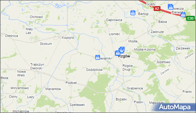 mapa Świątniki gmina Rzgów, Świątniki gmina Rzgów na mapie Targeo