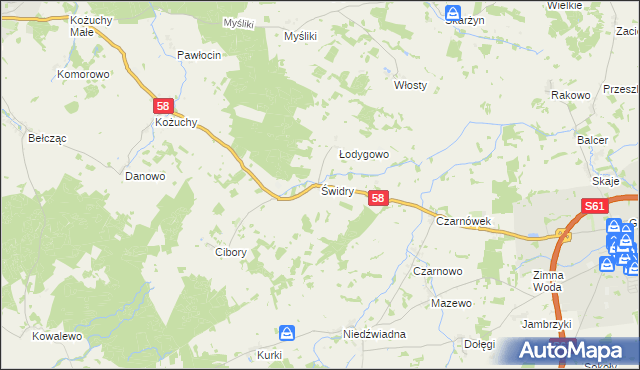 mapa Świdry gmina Biała Piska, Świdry gmina Biała Piska na mapie Targeo