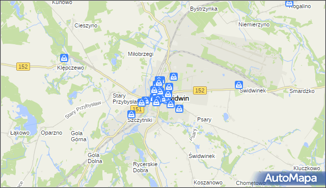 mapa Świdwin, Świdwin na mapie Targeo