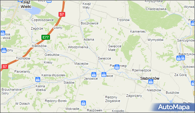 mapa Święcice gmina Słaboszów, Święcice gmina Słaboszów na mapie Targeo