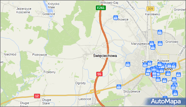 mapa Święciechowa, Święciechowa na mapie Targeo