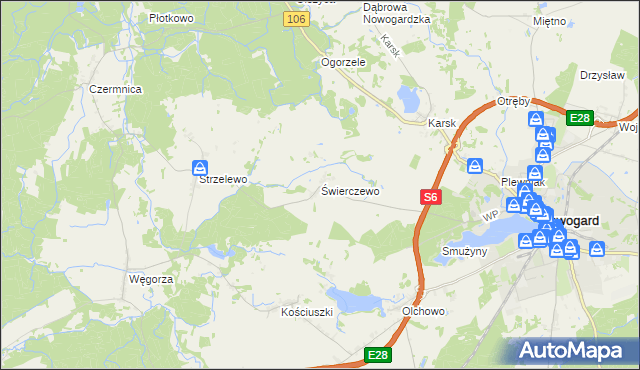 mapa Świerczewo gmina Nowogard, Świerczewo gmina Nowogard na mapie Targeo