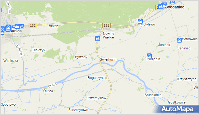 mapa Świerkocin gmina Witnica, Świerkocin gmina Witnica na mapie Targeo