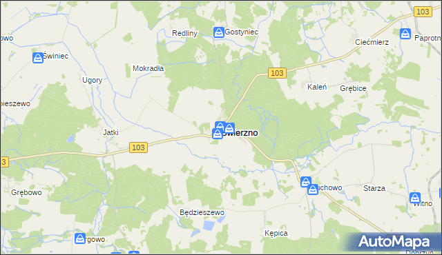 mapa Świerzno powiat kamieński, Świerzno powiat kamieński na mapie Targeo