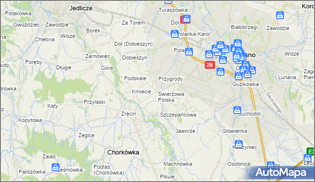 mapa Świerzowa Polska, Świerzowa Polska na mapie Targeo