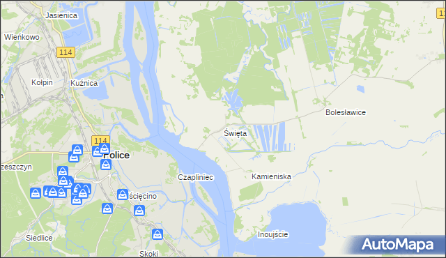 mapa Święta gmina Goleniów, Święta gmina Goleniów na mapie Targeo