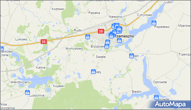 mapa Święte gmina Trzemeszno, Święte gmina Trzemeszno na mapie Targeo