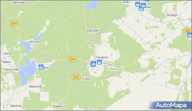 mapa Świętno gmina Wolsztyn, Świętno gmina Wolsztyn na mapie Targeo